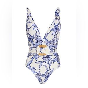 PatBo Stargazer floral swimsuit. One piece. Tie straps.